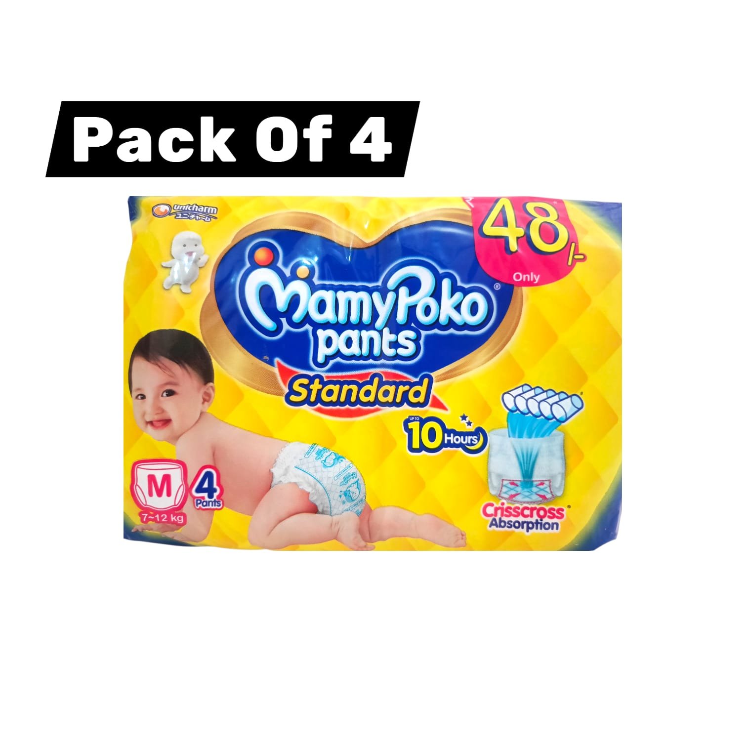 MamyPoko Pants Standard Pant Baby Diaper [ M ] Pack Of 4 (7-12 year)